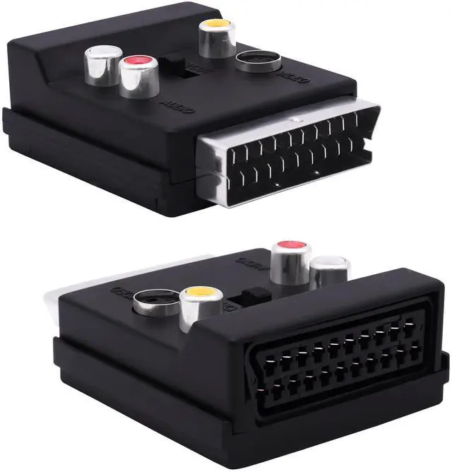 Main image of Vszerda SCART Male to Female 3RCA RGB S-Video(SVHS) Converter Switchable SCART Adapter Plug with SVideo 3 RCA - Composite Video Left + Right Stereo/Mono Audio and Video Connector-2pcs