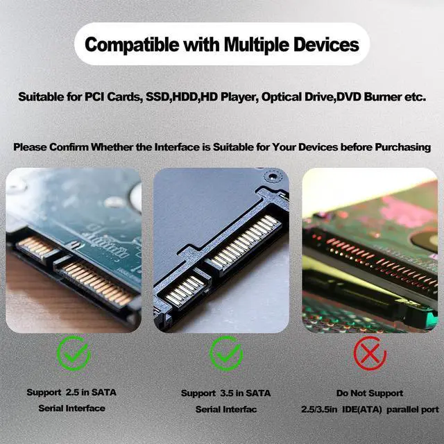 Alt view image 2 of 7 - Vszerda 22Pin SATA Data Power Cable 2 in 1 SATA III 7+15 Pin to 7 Pin Data with IDE 4Pin Power Interface Female to Male Data and Power Combo Extension Cable for Hard Disk Optical Drive -50cm-2pcs