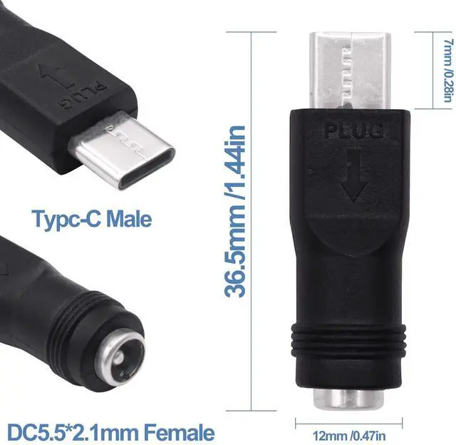 Alt view image 5 of 7 - Vszerda DC 5.5mm x 2.1 mm to USB C Power Adapter Connector 5V DC 5521 Female to USB Type C Male Converter Connector Barrel Jack Plug for Laptop Small Fan Smartphone LED Desk Lamp -5pcs