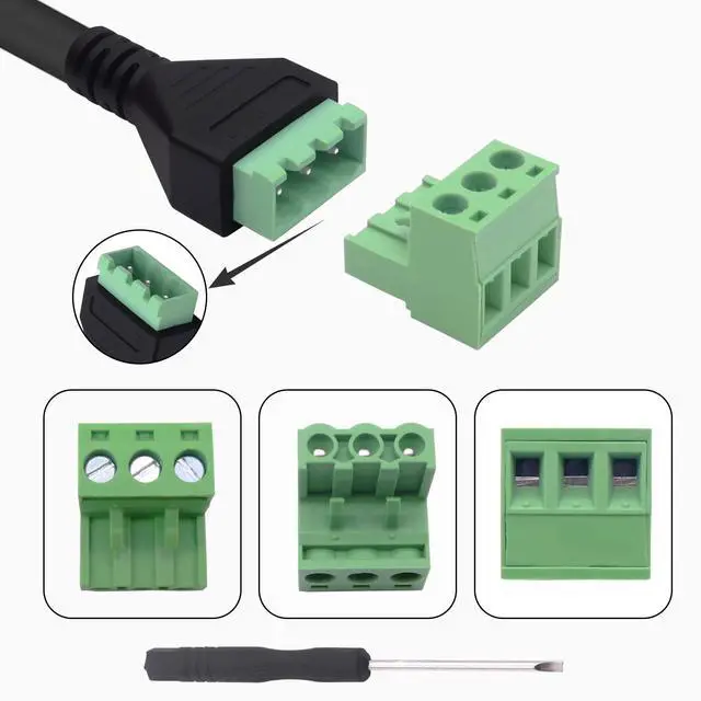 Alt view image 2 of 7 - Vszerda 6.35mm TRS Screw Terminal Block Cable 6.35mm 1/4" Stereo Male to 3Pin Screw Terminal Block Solderless Adapter Cable Mic Replacement Repair Plug Cord -35cm -2Pcs