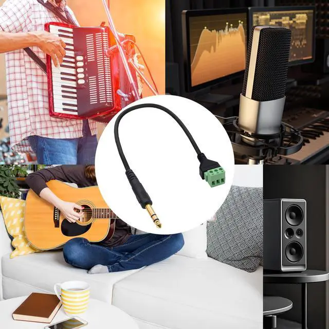 Alt view image 7 of 7 - Vszerda 6.35mm TRS Screw Terminal Block Cable 6.35mm 1/4" Stereo Male to 3Pin Screw Terminal Block Solderless Adapter Cable Mic Replacement Repair Plug Cord -35cm -2Pcs