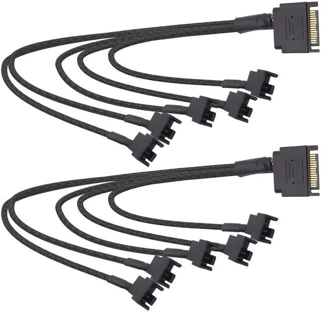 Main image of Vszerda SATA to Fan Splitter Adapter Power Cable 15 Pin SATA to 5 x 3 Pin / 4 Pin 12V PC Case Cooling Fan Splitter Power Supply Cable -27cm - 2pcs