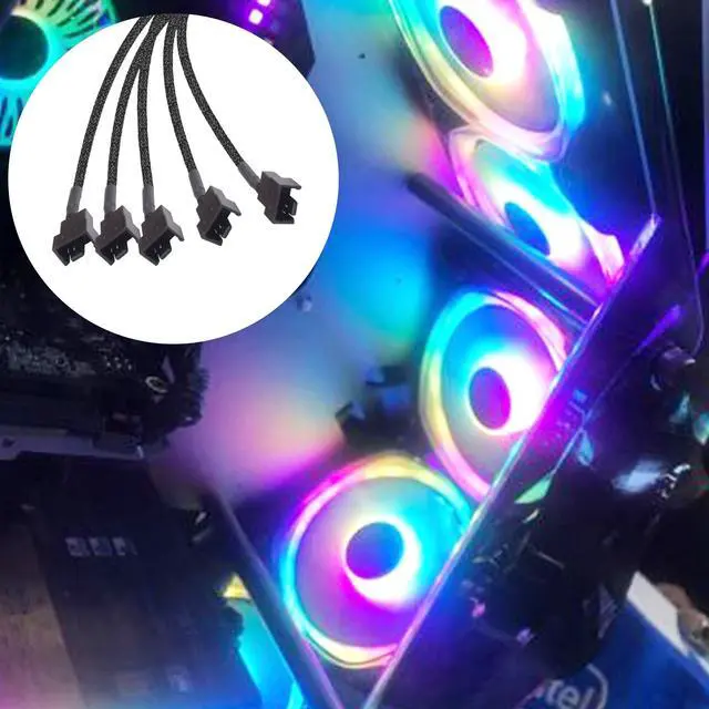 Alt view image 7 of 7 - Vszerda SATA to Fan Splitter Adapter Power Cable 15 Pin SATA to 5 x 3 Pin / 4 Pin 12V PC Case Cooling Fan Splitter Power Supply Cable -27cm - 2pcs