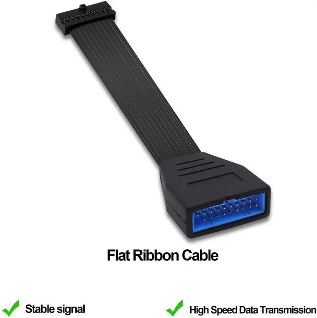 Alt view image 6 of 7 - Vszerda USB 3.0 Header Extension Cable Motherboard 19/20 Pin Male to Female Internal Extension Cable USB 3.0 19Pin 20 Pin Extender Adapter for Solving Motherboards Blocked by Graphics Card -15cm