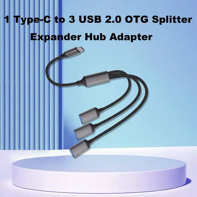 Alt view image 2 of 7 - Vszerda USB Type C to USB OTG Splitter Cable Converter Multi USB Port Expander Hub Adapter,1 Type-C to 3 USB 2.0 for Phone Laptop