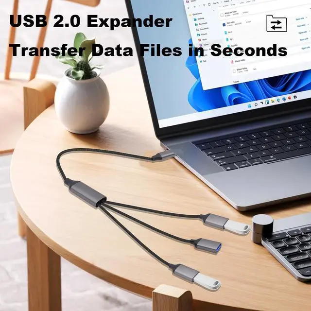 Alt view image 3 of 7 - Vszerda USB Type C to USB OTG Splitter Cable Converter Multi USB Port Expander Hub Adapter,1 Type-C to 3 USB 2.0 for Phone Laptop