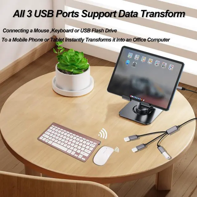 Alt view image 4 of 7 - Vszerda USB Type C to USB OTG Splitter Cable Converter Multi USB Port Expander Hub Adapter,1 Type-C to 3 USB 2.0 for Phone Laptop