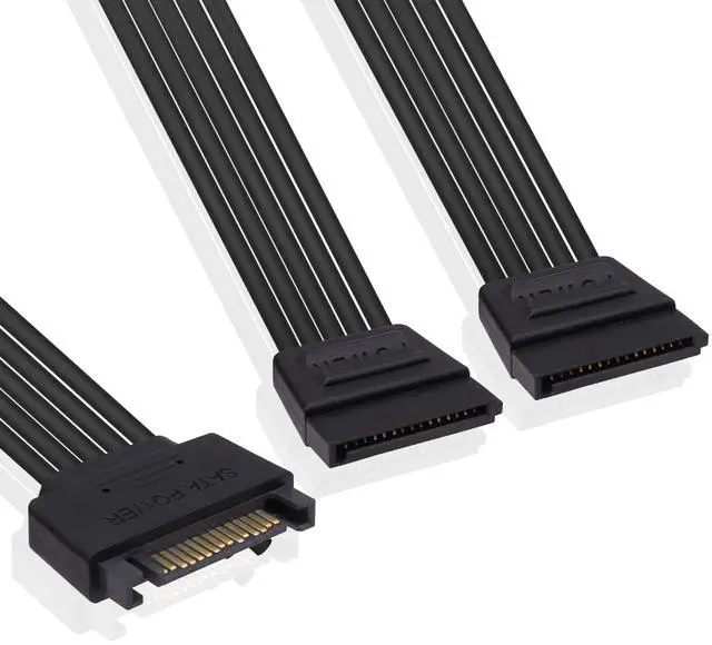 Alt view image 2 of 7 - Vszerda SATA Power Y Splitter Cable 15 Pin SATA Male to Dual Female Power Splitter Y Extension Cable 15 Pin Hard Drive HDD SSD Supply Cord Adapter -20cm /2pcs