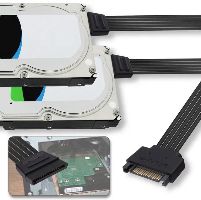 Alt view image 5 of 7 - Vszerda SATA Power Y Splitter Cable 15 Pin SATA Male to Dual Female Power Splitter Y Extension Cable 15 Pin Hard Drive HDD SSD Supply Cord Adapter -20cm /2pcs