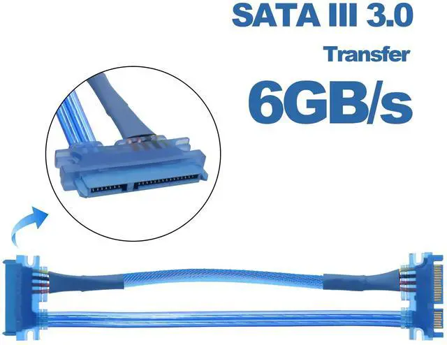 Alt view image 2 of 7 - Vszerda 22Pin SATA Power Extension Cable SATA 3.0 22 Pin 7+15 Pin Male to Female Data Power Combo Extension Cable for SSD,HDD,PCI Cards and Other Equipment -50cm -2pcs
