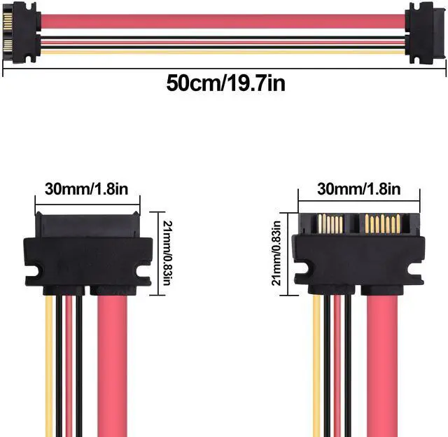 Alt view image 4 of 7 - Vszerda Slimline SATA 13Pin (7+6) Pin Male to Female Extension Cable,13Pin Slimline SATA Laptop Optical Drive Adapter Data Power Cable for Laptop HDD SSD -50cm -2pcs