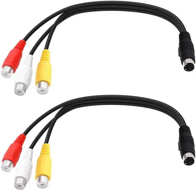 Main image of Vszerda 4 Pin S-Video to 3 RCA AV Video Cable Mini Din 4 Pin SVideo Male to 3 RCA Female Transfer Converter Cable Double Shielding Red Yellow White Video Adapter Cord for TV PC Projector -25cm-2pcs