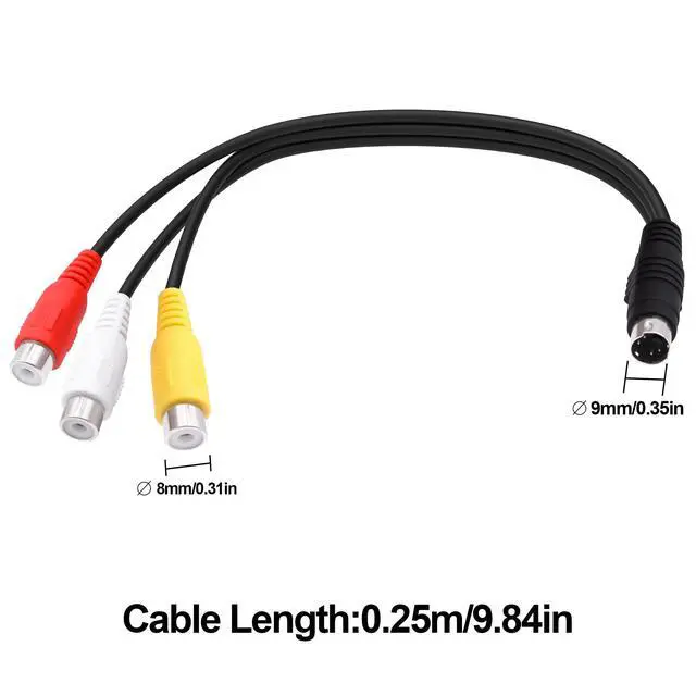 Alt view image 3 of 7 - Vszerda 4 Pin S-Video to 3 RCA AV Video Cable Mini Din 4 Pin SVideo Male to 3 RCA Female Transfer Converter Cable Double Shielding Red Yellow White Video Adapter Cord for TV PC Projector -25cm-2pcs