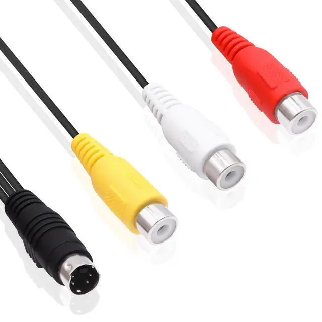 Alt view image 2 of 7 - Vszerda 4 Pin S-Video to 3 RCA AV Video Cable Mini Din 4 Pin SVideo Male to 3 RCA Female Transfer Converter Cable Double Shielding Red Yellow White Video Adapter Cord for TV PC Projector -25cm-2pcs