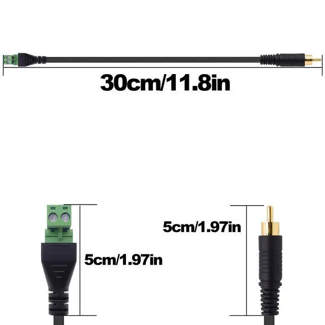Alt view image 3 of 7 - Vszerda RCA Screw Terminal Block Solderless Connector Cable RCA Male to AV 2Pin Terminal Block Adapter Pluggable Audio Video Converter Extension Cord for Speaker Replacement Repair-30cm-2Pcs