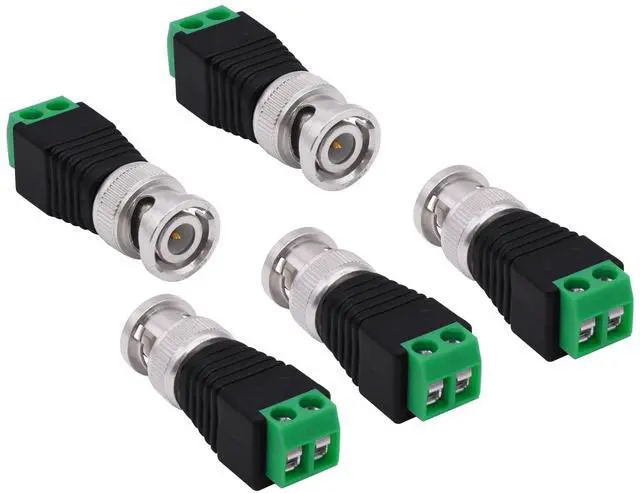Main image of Vszerda BNC Connector BNC Male to 2Pin Solderless Screw Terminal Block Adapter Video Balun Connector for CCTV Surveillance Camera DVR TV Video-5Pcs (Male)