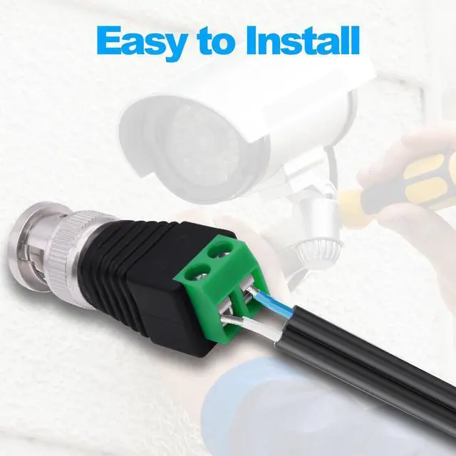 Alt view image 6 of 7 - Vszerda BNC Connector BNC Male to 2Pin Solderless Screw Terminal Block Adapter Video Balun Connector for CCTV Surveillance Camera DVR TV Video-5Pcs (Male)