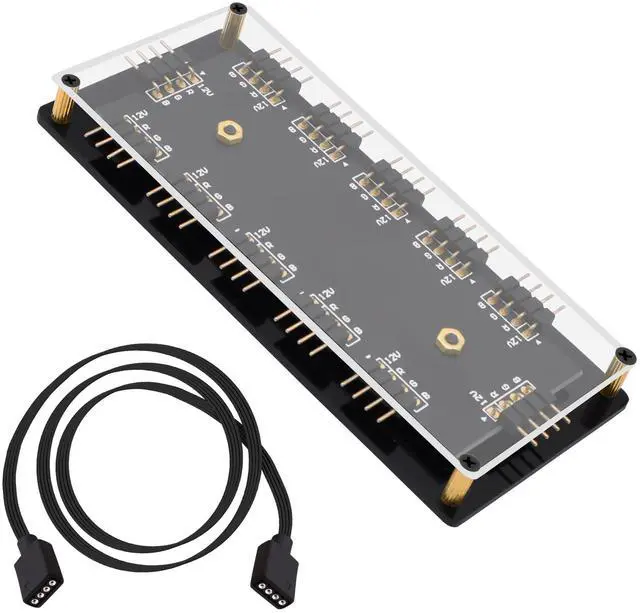 Main image of Vszerda 12V 4PIN RGB Hub 1 to 11 Way LED Fan Splitter Hub with Case /50CM Extension Cord for Extended Motherboard RGB Interface