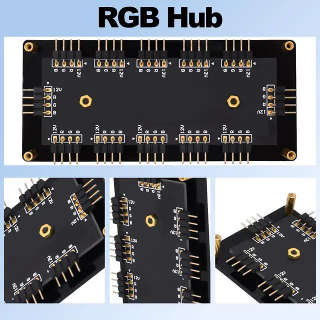 Alt view image 4 of 7 - Vszerda 12V 4PIN RGB Hub 1 to 11 Way LED Fan Splitter Hub with Case /50CM Extension Cord for Extended Motherboard RGB Interface