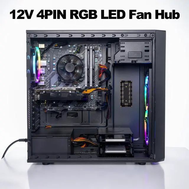 Alt view image 6 of 7 - Vszerda 12V 4PIN RGB Hub 1 to 11 Way LED Fan Splitter Hub with Case /50CM Extension Cord for Extended Motherboard RGB Interface