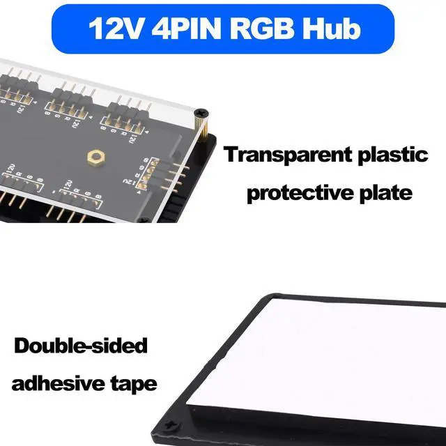 Alt view image 3 of 7 - Vszerda 12V 4PIN RGB Hub 1 to 11 Way LED Fan Splitter Hub with Case /50CM Extension Cord for Extended Motherboard RGB Interface