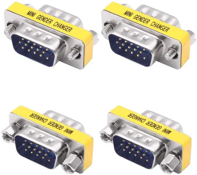 Main image of Vszerda DB15 VGA Gender Changer Solderless Connector Male to Male Adapter D-SUB HD 15 Pin Serial Cable Coupler for PC Monitors Projectors-4pcs