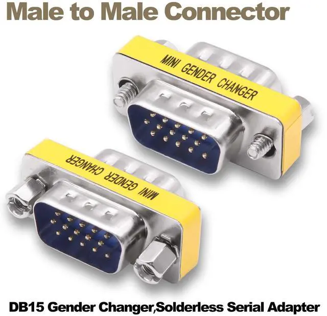Alt view image 5 of 7 - Vszerda DB15 VGA Gender Changer Solderless Connector Male to Male Adapter D-SUB HD 15 Pin Serial Cable Coupler for PC Monitors Projectors-4pcs