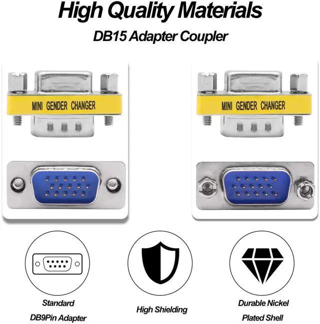 Alt view image 6 of 7 - Vszerda DB15 VGA Gender Changer Solderless Connector Male to Male Adapter D-SUB HD 15 Pin Serial Cable Coupler for PC Monitors Projectors-4pcs