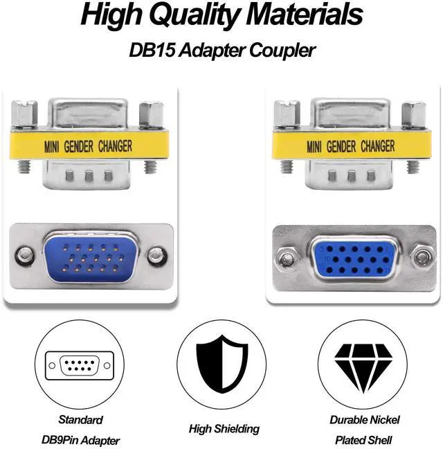 Alt view image 6 of 7 - Vszerda DB15 VGA Gender Changer Solderless Connector Male to Female Adapter D-SUB HD 15 Pin Serial Cable Coupler for PC Monitors Projectors-4pcs