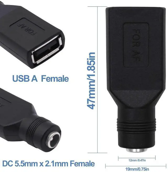 Alt view image 7 of 7 - Vszerda USB A to DC 5.5mm x 2.1mm Adapter DC 5521 Female to USB A Female Power Converter Connector Charger Adapter for Laptop Small Fan Smartphone LED Desk Lamp -5pcs