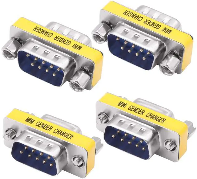 Main image of Vszerda DB9 Gender Changer Solderless Connector Male to Male Adapter Mini RS232 D-SUB 9 Pin Serial Cable Coupler-4pcs