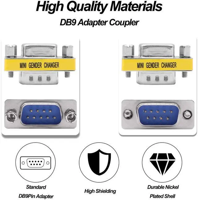 Alt view image 6 of 7 - Vszerda DB9 Gender Changer Solderless Connector Male to Male Adapter Mini RS232 D-SUB 9 Pin Serial Cable Coupler-4pcs
