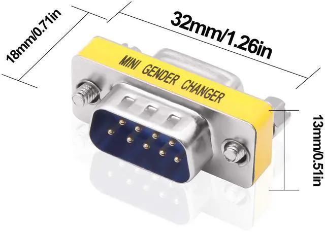 Alt view image 2 of 7 - Vszerda DB9 Gender Changer Solderless Connector Male to Female Adapter Mini RS232 D-SUB 9 Pin Serial Cable Coupler-4pcs