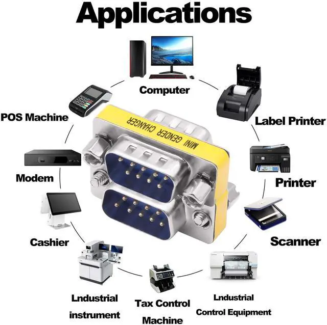 Alt view image 7 of 7 - Vszerda DB9 Gender Changer Solderless Connector Male to Male Adapter Mini RS232 D-SUB 9 Pin Serial Cable Coupler-4pcs