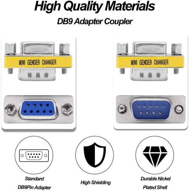 Alt view image 6 of 7 - Vszerda DB9 Gender Changer Solderless Connector Male to Female Adapter Mini RS232 D-SUB 9 Pin Serial Cable Coupler-4pcs