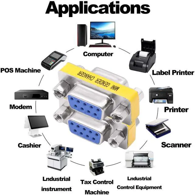 Alt view image 7 of 7 - Vszerda DB9 Gender Changer Solderless Connector Female to Female Adapter Mini RS232 D-SUB 9 Pin Serial Cable Coupler-4pcs