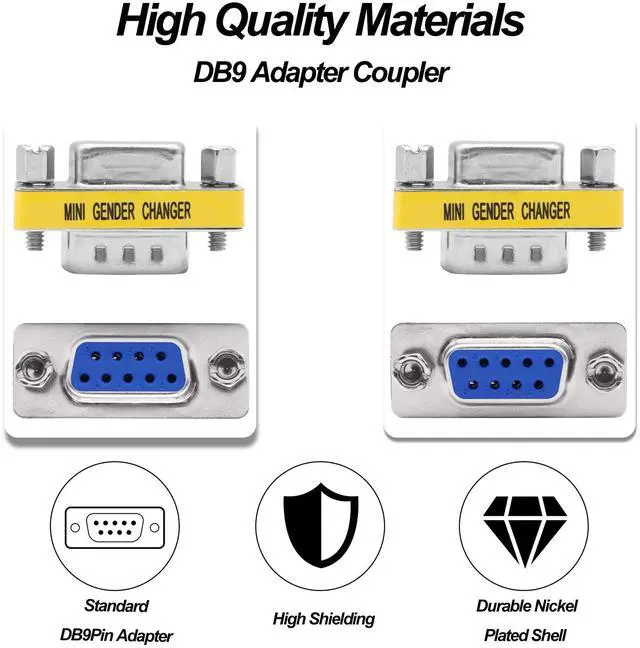 Alt view image 6 of 7 - Vszerda DB9 Gender Changer Solderless Connector Female to Female Adapter Mini RS232 D-SUB 9 Pin Serial Cable Coupler-4pcs
