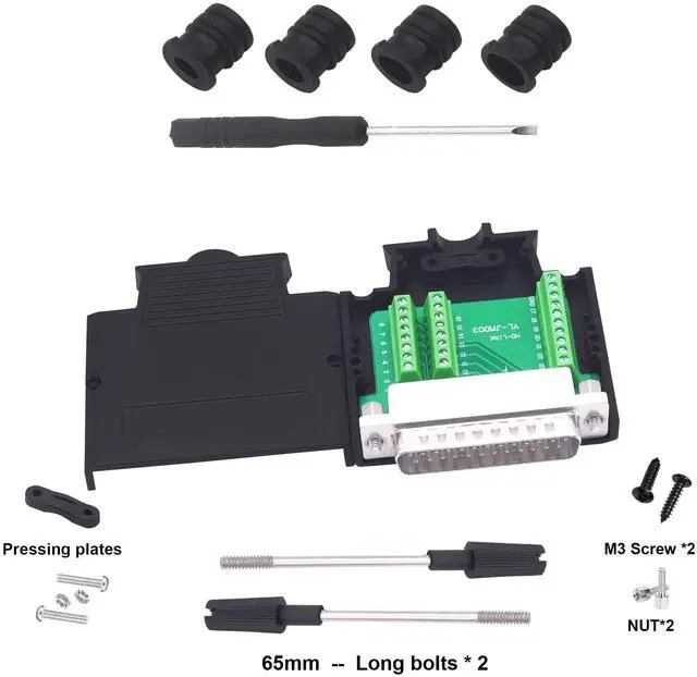 Alt view image 2 of 7 - Vszerda DB25 Male Solderless Connector Breakout Board RS232 D-SUB 25 Pin Serial Adapter Terminal Block with Case (Male)