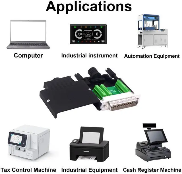 Alt view image 5 of 7 - Vszerda DB25 Male Solderless Connector Breakout Board RS232 D-SUB 25 Pin Serial Adapter Terminal Block with Case (Male)