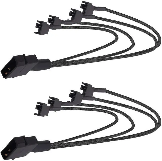 Alt view image 2 of 7 - YARCHONN Molex to PC Fan Power Splitter Cable, 4 Pin Molex to 4 x 3 Pin /4 Pin 12V PC Case Fan Connector Adapter Y Splitter Extension Power Cable Cord -27cm - 2pcs