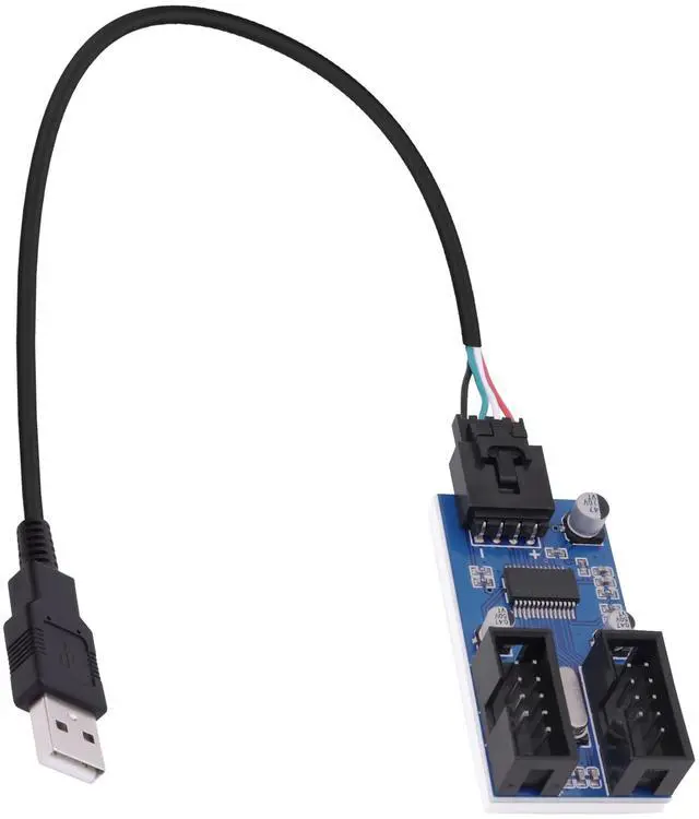 Alt view image 2 of 7 - Vszerda Motherboard Internal USB Hub Header Splitter USB A Male to Dual Motherboard 9 Pin USB 2.0 Female Splitter 1 to 2 Converter Extension 22cm Cable Adapter Port Multiplier for CPU WiFi Card