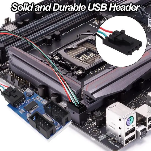 Alt view image 3 of 7 - Vszerda Motherboard Internal USB Hub Header Splitter USB A Male to Dual Motherboard 9 Pin USB 2.0 Female Splitter 1 to 2 Converter Extension 22cm Cable Adapter Port Multiplier for CPU WiFi Card
