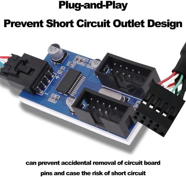 Alt view image 7 of 7 - Vszerda Motherboard Internal USB Hub Header Splitter USB A Male to Dual Motherboard 9 Pin USB 2.0 Female Splitter 1 to 2 Converter Extension 22cm Cable Adapter Port Multiplier for CPU WiFi Card