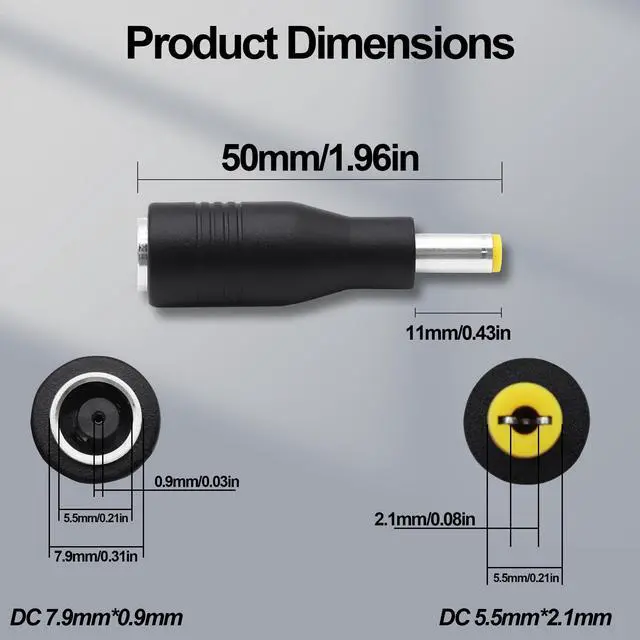 Alt view image 3 of 7 - Vszerda DC 5.5mm x 2.1mm to 7.9mm x 0.9mm Power Plug Connector DC7909 Female to DC5521 Male Converter Adapter for Solar Panels Portable Power Station RV Car Rechargeable Battery-4Pcs