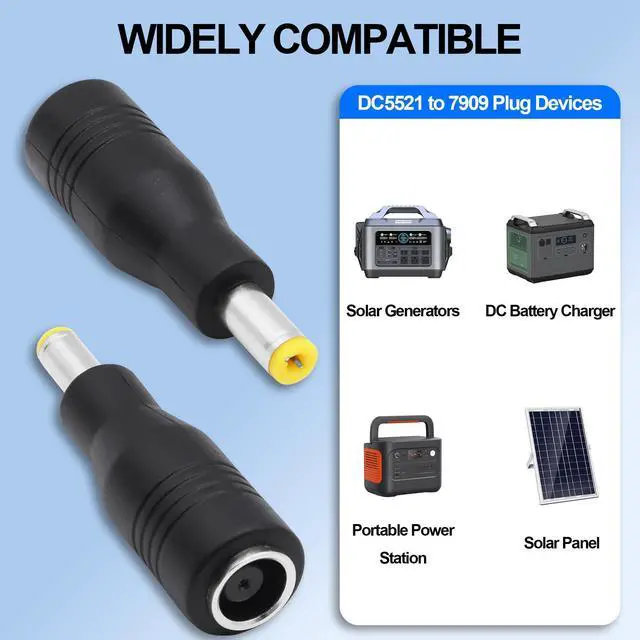 Alt view image 6 of 7 - Vszerda DC 5.5mm x 2.1mm to 7.9mm x 0.9mm Power Plug Connector DC7909 Female to DC5521 Male Converter Adapter for Solar Panels Portable Power Station RV Car Rechargeable Battery-4Pcs