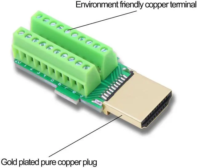 Alt view image 2 of 7 - Vszerda HDMI Screw Terminal Block Repair Kit Connector Adapter HDMI Solderless Male Quick Connector Terminal Breakout Board Adapter Signal Module with Case for DIY Repair