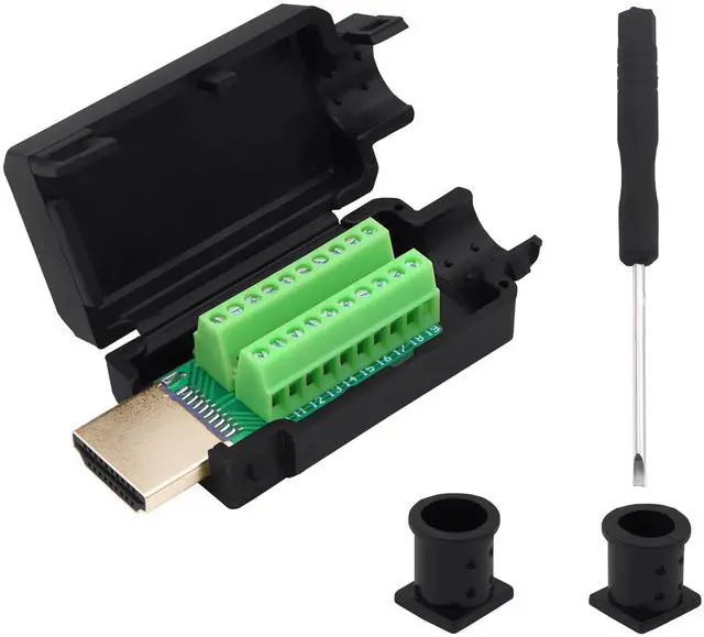 Main image of Vszerda HDMI Screw Terminal Block Repair Kit Connector Adapter HDMI Solderless Male Quick Connector Terminal Breakout Board Adapter Signal Module with Case for DIY Repair