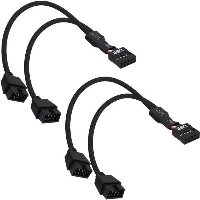 Main image of Vszerda Motherboard USB Header Splitter Y Cable USB 2.0 9Pin Female to Dual 9Pin Male Motherboard Header Splitter Hub 1 to 2 Converter Extension Cord Adapter-15cm-2pcs