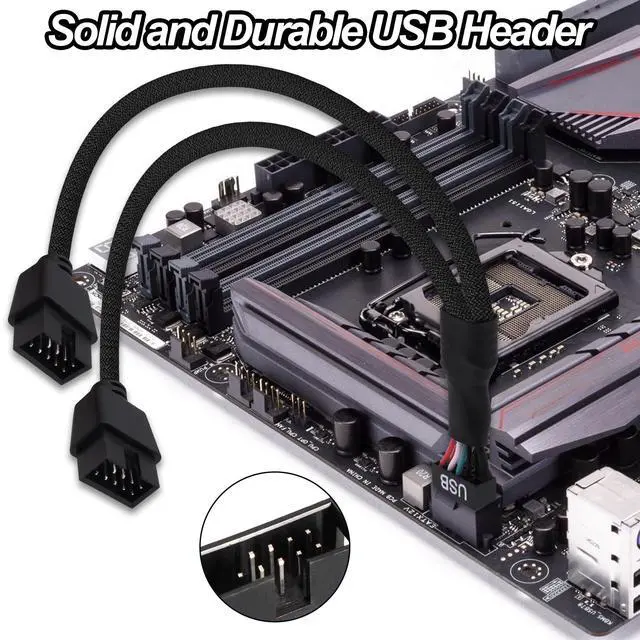 Alt view image 6 of 7 - Vszerda Motherboard USB Header Splitter Y Cable USB 2.0 9Pin Female to Dual 9Pin Male Motherboard Header Splitter Hub 1 to 2 Converter Extension Cord Adapter-15cm-2pcs