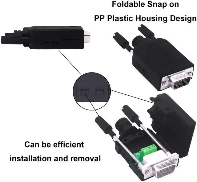 Alt view image 6 of 7 - Vszerda DB9 Solderless Connector Breakout Board RS232 D-SUB 9 Pin Serial to RXD TXD GND 235 Adapter Terminal Block with Case 2 Packs (Male)